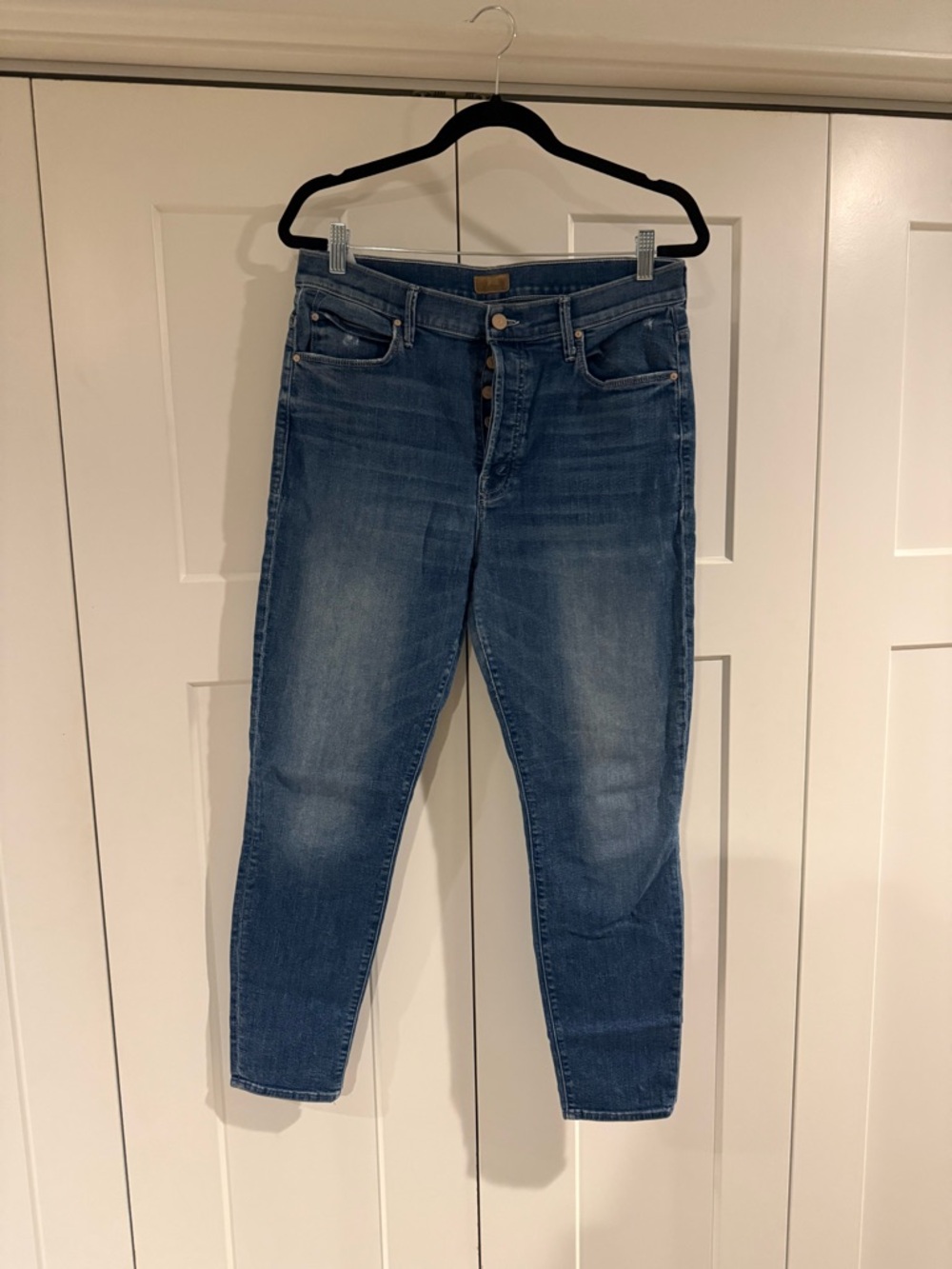 MOTHER Women's Medium Blue Ankle Crop Skinny Jeans